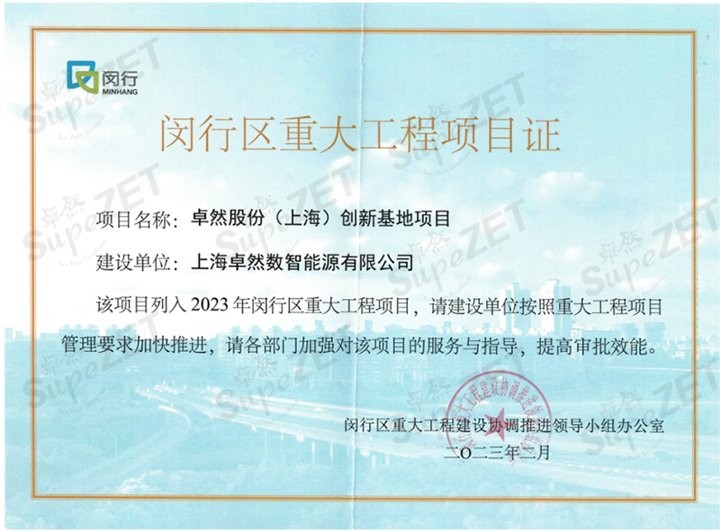 共建未来丨卓然股份（上海）创新基地亮相“2023年闵行区沉大工程项目开工典礼”主会。